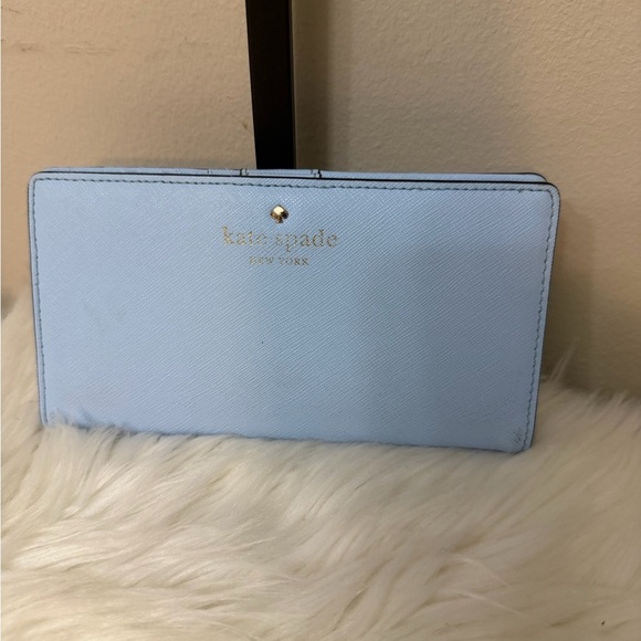kate spade Handbags - Kate Spade Light Blue Wallet with Gold Accents